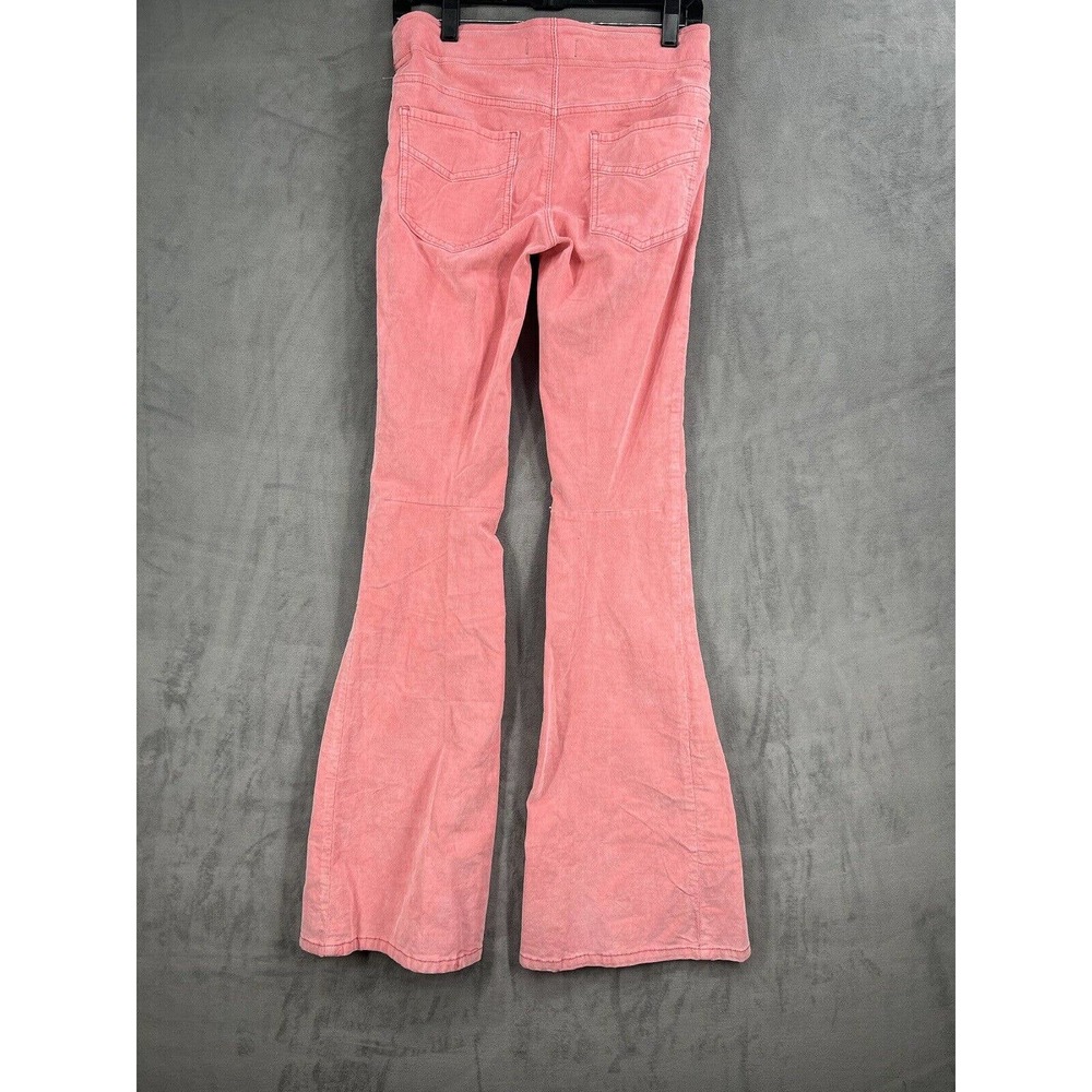 New Free People Penny Pull On Mid Rise Corduroy Flare Pants Pink Size 25 - Picture 4 of 8